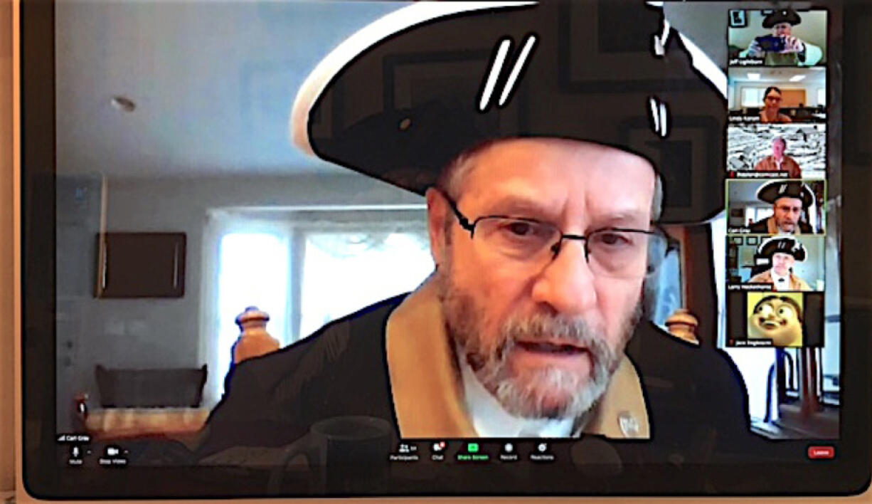 BATTLE GROUND: Sons of the American Revolution member Carl Gray gave a virtual presentation about life in the 1700s to students at Tukes Valley Elementary School.