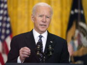 President Joe Biden speaks about COVID-19 vaccinations, from the East Room of the White House, Thursday, March 18, 2021, in Washington.