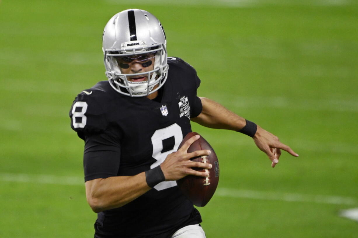 Las Vegas Raiders quarterback Marcus Mariota has agreed to take a pay cut to remain as backup quarterback for a second season for the Las Vegas Raiders, Tuesday, March 23, 2021.