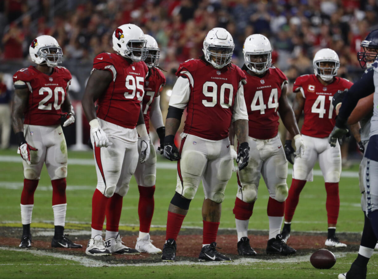 Arizona Cardinals defensive tackle Robert Nkemdiche (90) during an NFL football game against the Seattle Seahawks, Sunday, Sept. 30, 2018, in Glendale, Ariz.