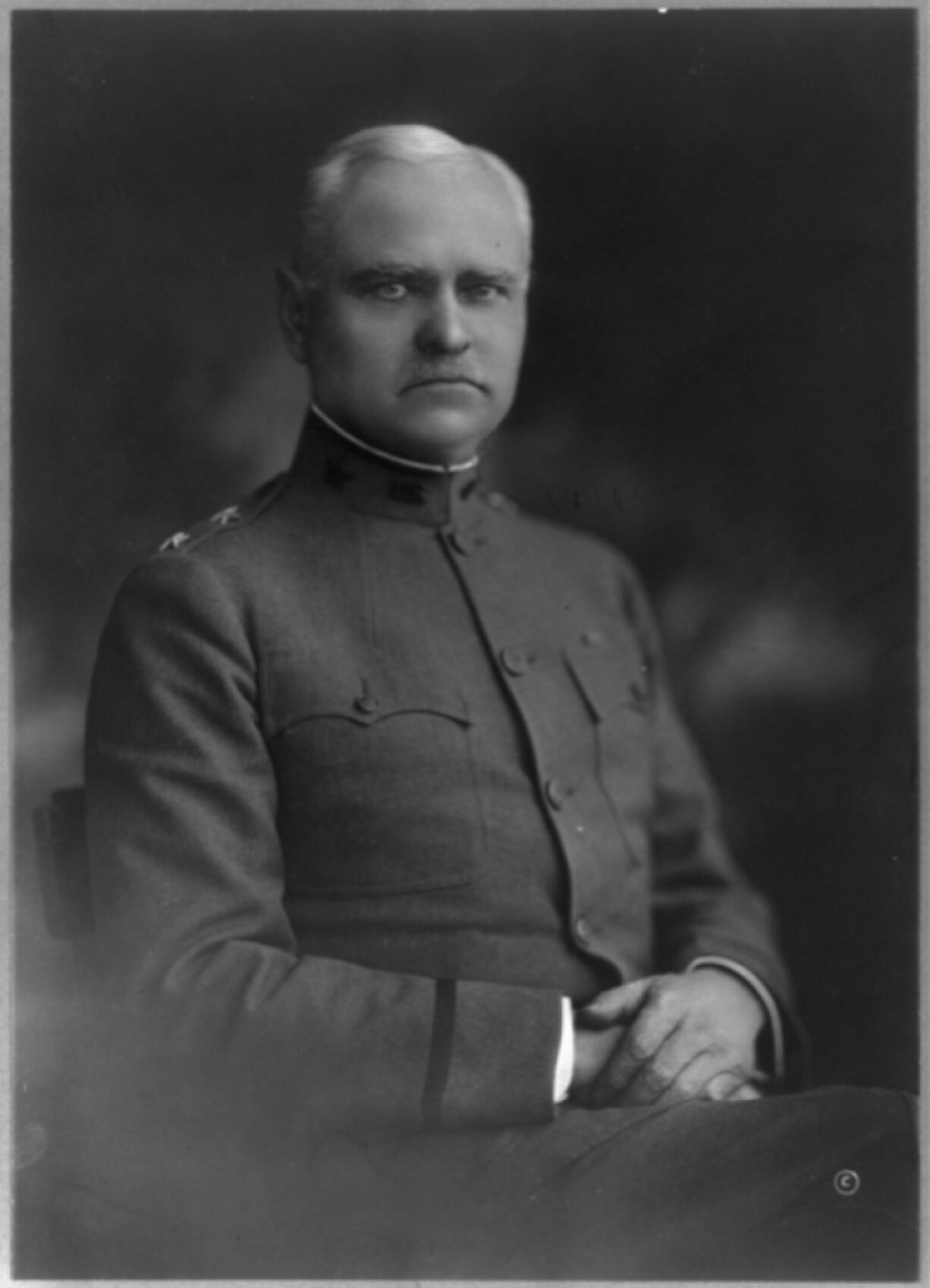 After seven years' work, George Washington Goethals finished the Panama Canal in 1914, completing a task that stymied two other engineers. He commenced his first real engineering work as a lieutenant at the Vancouver Barracks, and performed many routine duties, including planning the headquarters building, designing the new post cemetery, mapping telegraph lines and creating tables marking the distances between Department of the Columbia posts. This photo was taken before his death in 1928.