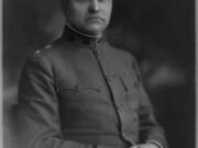 After seven years' work, George Washington Goethals finished the Panama Canal in 1914, completing a task that stymied two other engineers. He commenced his first real engineering work as a lieutenant at the Vancouver Barracks, and performed many routine duties, including planning the headquarters building, designing the new post cemetery, mapping telegraph lines and creating tables marking the distances between Department of the Columbia posts. This photo was taken before his death in 1928.