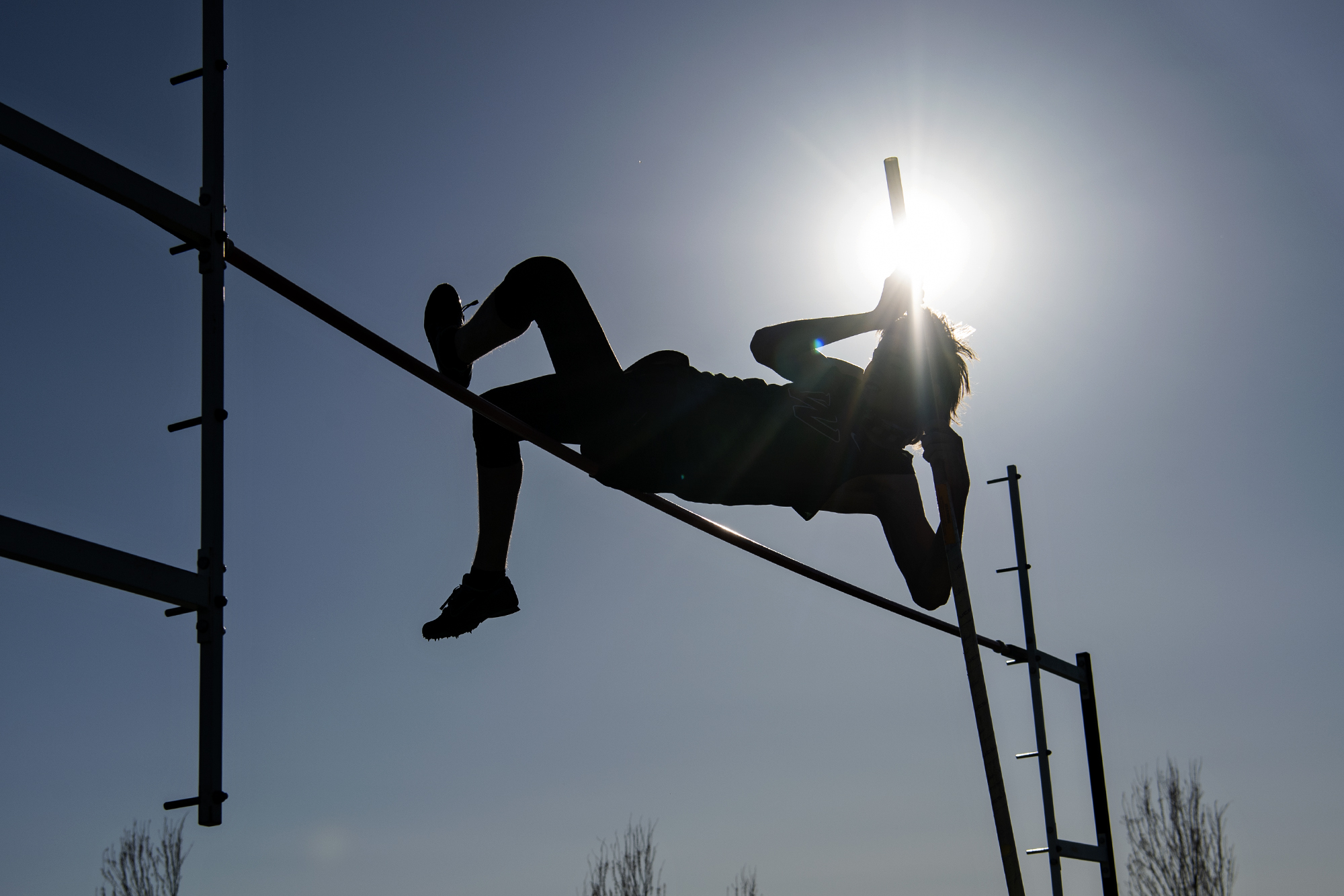 Woodland freshman Nathaniel Risley clears 9 feet in the boys pole vault during a 2A Greater St. Helens League meet on Thursday, April 15, 2021, at Woodland High School.