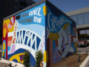 Riff Creative Studio, a design offshoot of LSW Architects, conceptualized and painted this colorful mural, located on a trash enclosure structure across from Vancouver City Hall, last week.