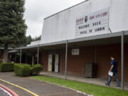 A sign welcomes back students and teachers at Laurin Middle School in Battle Ground on Monday morning, the first day in the district's five-day-a-week instructional plan.