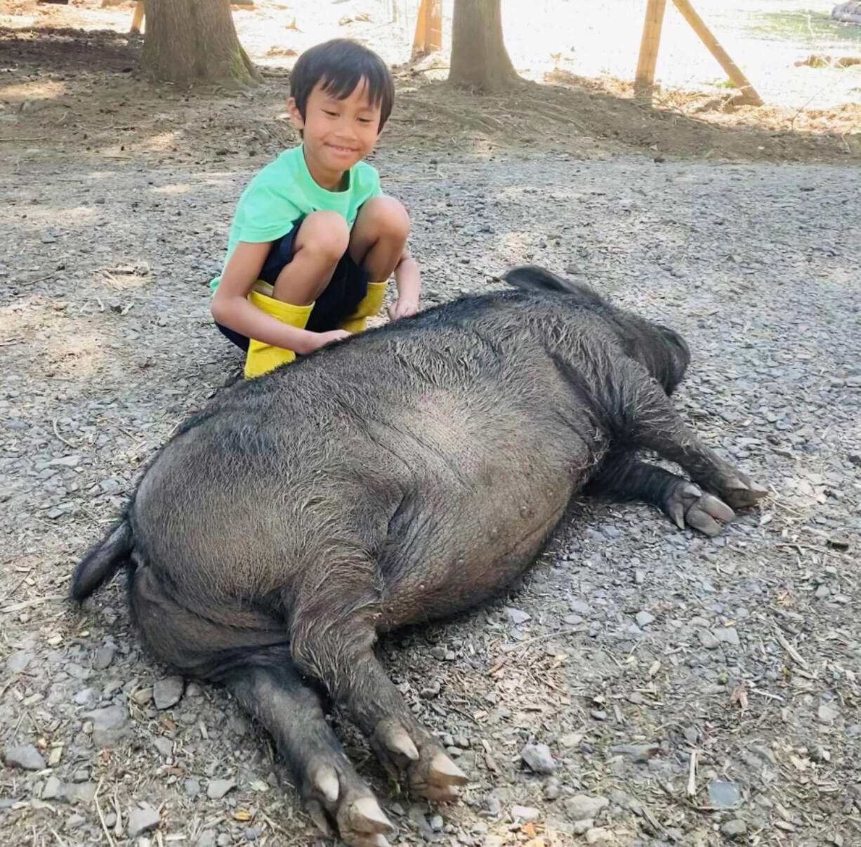 WASHOUGAL: Caroline Reiswig and her husband Roman Jacobi of Camas brought their grandson Greyson, 8, to Odd Man Inn animal refuge so make a donation in memory of his late mother, Candice Kimberling.