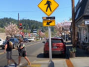 BATTLE GROUND: A new pedestrian signal was installed on East Main Street between Northeast Clark and Fourth avenues.