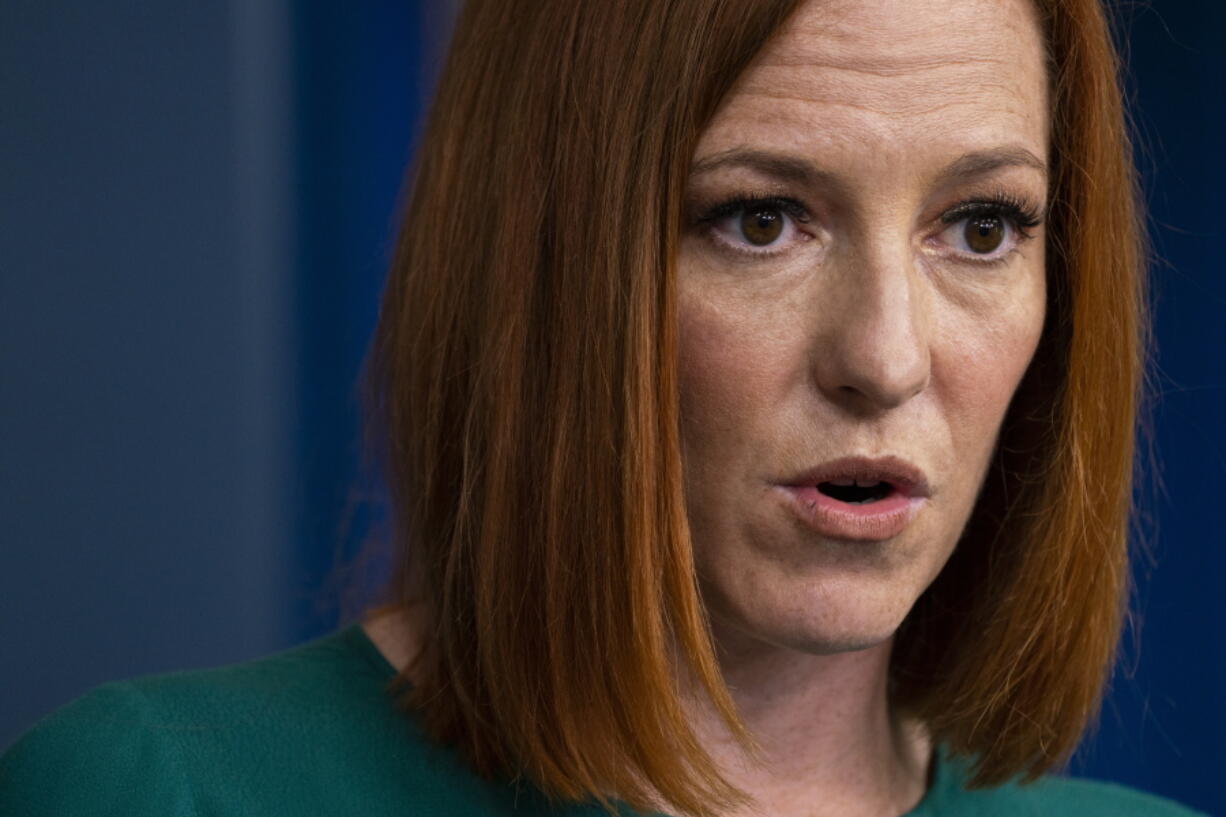 White House press secretary Jen Psaki speaks during a press briefing at the White House, Tuesday, April 27, 2021, in Washington.