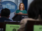 White House press secretary Jen Psaki speaks during a press briefing at the White House, Tuesday, April 27, 2021, in Washington.