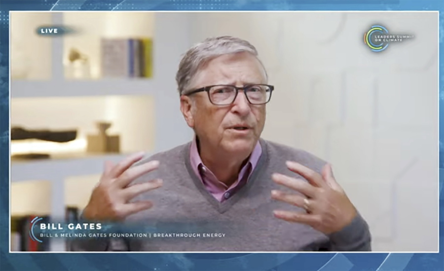 In this image from video, Bill Gates speaks during the White House Climate Leaders Summit, Friday, April 23, 2021. The White House is bringing out the billionaires, the CEOs and the union executives Friday to help sell President Joe Biden's climate-friendly transformation of the U.S. economy at his virtual summit of world leaders.