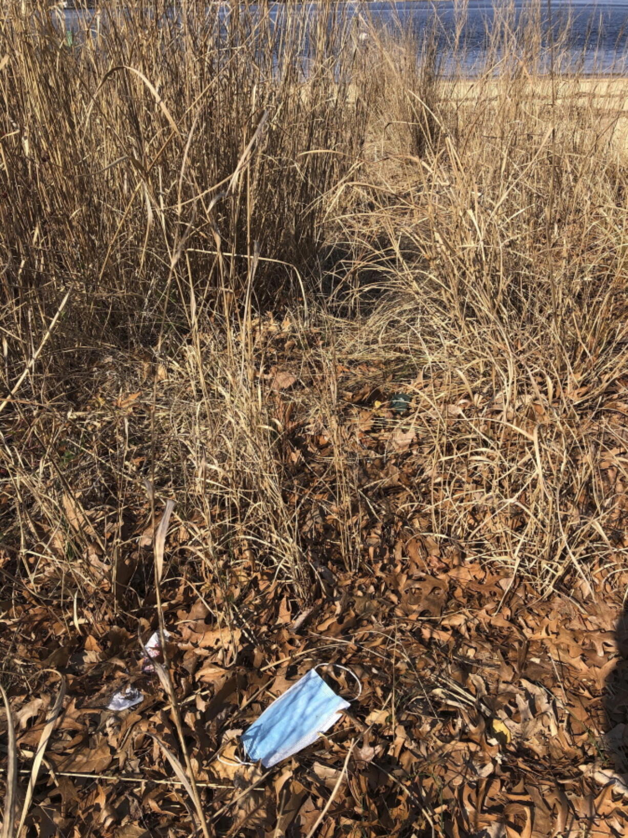 A discarded mask on a beach in Point Pleasant, N.J.