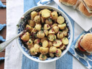 Cypriot-style potato salad made with olives, lemon, mint and olive oil offers a taste of the Mediterranean.