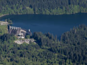 The Merwin Dam pictured from the air on Tuesday, May 11, 2021.