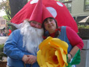 Charlie and Beth Raetz pose as Mr. and Mrs. Gnome at a past Gnome and Fairy Gala. Take a selfie with them this year in downtown Camas on Friday.