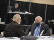 Don Benton, right, is pictured during the lawsuit trial Tuesday afternoon at the Clark County Event Center at the Fairgrounds.