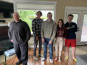 RIDGEFIELD: From left, Ridgefield High School Knowledge Bowl Coach David Jacobson, team captain Jonah Kropp, and team members Micah Ross, Olivia DesRochers, and Adam Ford all took third place at the national competition this year.