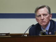 Rep. Paul Gosar, R-Ariz., listens during a House Oversight and Reform Committee regarding the on Jan. 6 attack on the U.S. Capitol, on Capitol Hill in Washington, Wednesday, May 12, 2021.