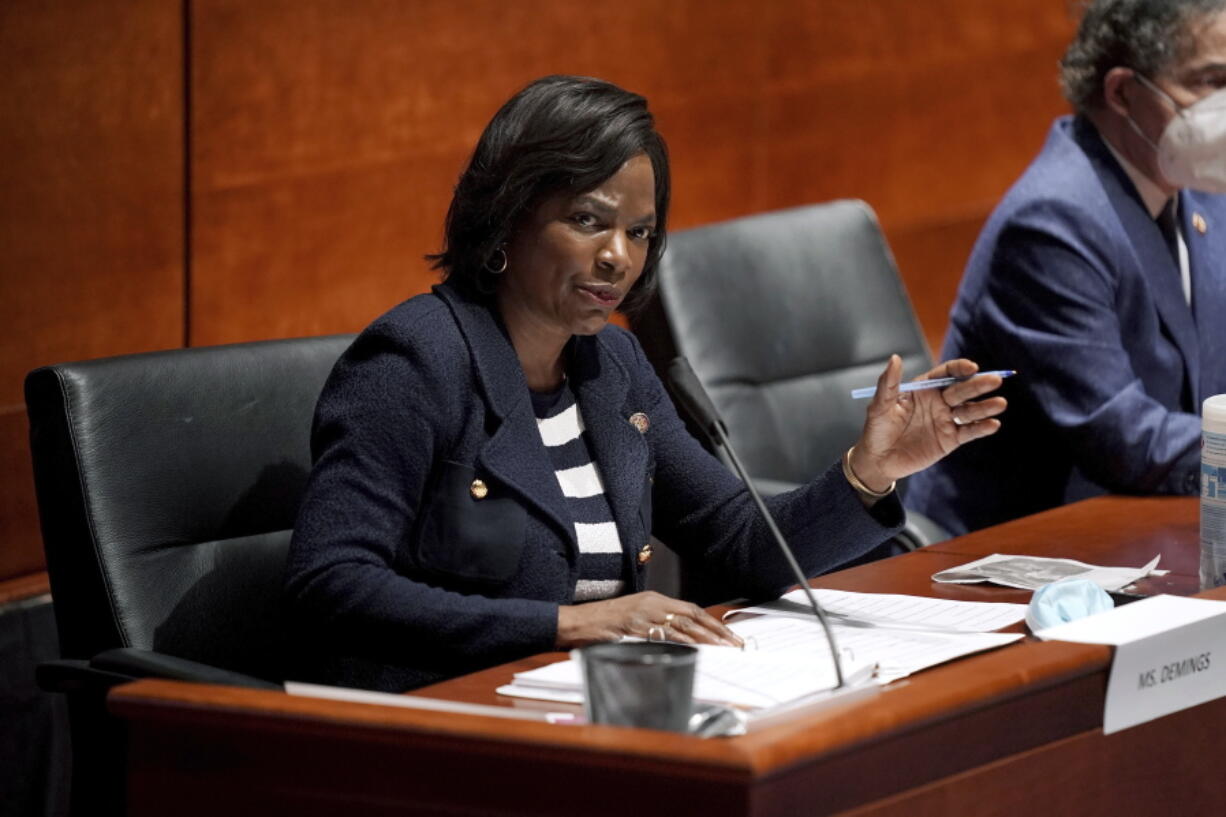 FILE - In this June 10, 2020, file photo Rep. Val Demings, D-Fla., asks questions during a House Judiciary Committee hearing on proposed changes to police practices and accountability on Capitol Hill in Washington. Demings is running for Republican Sen. Marco Rubio's Florida seat.