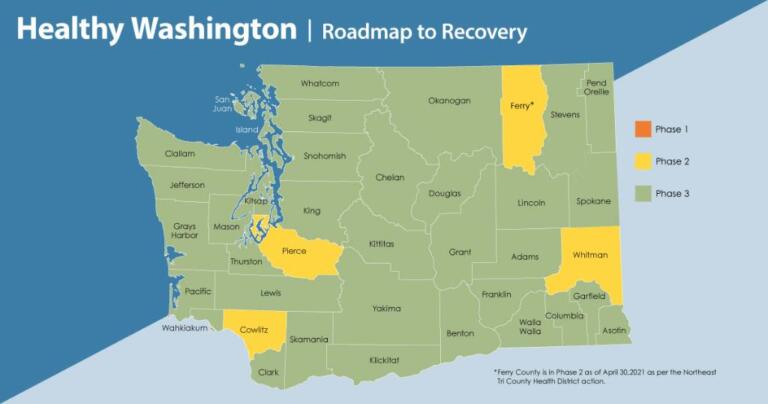 Washington counties by phase as of May 5.