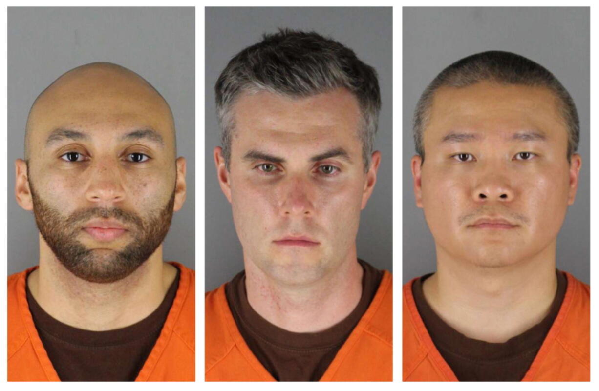 FILE - This combination of photos provided by the Hennepin County Sheriff's Office in Minnesota on Wednesday, June 3, 2020, shows from left, former Minneapolis police officers J. Alexander Kueng, Thomas Lane and Tou Thao. The trial of the three former Minneapolis police officers charged with aiding and abetting in the death of George Floyd will be pushed back to March 2022, in part to allow the publicity over Derek Chauvin's conviction to cool off, a judge ruled Thursday May 13, 2021.