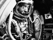 FILE - In this May 5, 1961 file photo, astronaut Alan Shepard sits in his capsule at Cape Canaveral, Fla., aboard a Mercury-Redstone rocket. Freedom 7 was the first American manned suborbital space flight, making Shepard the first American in space.