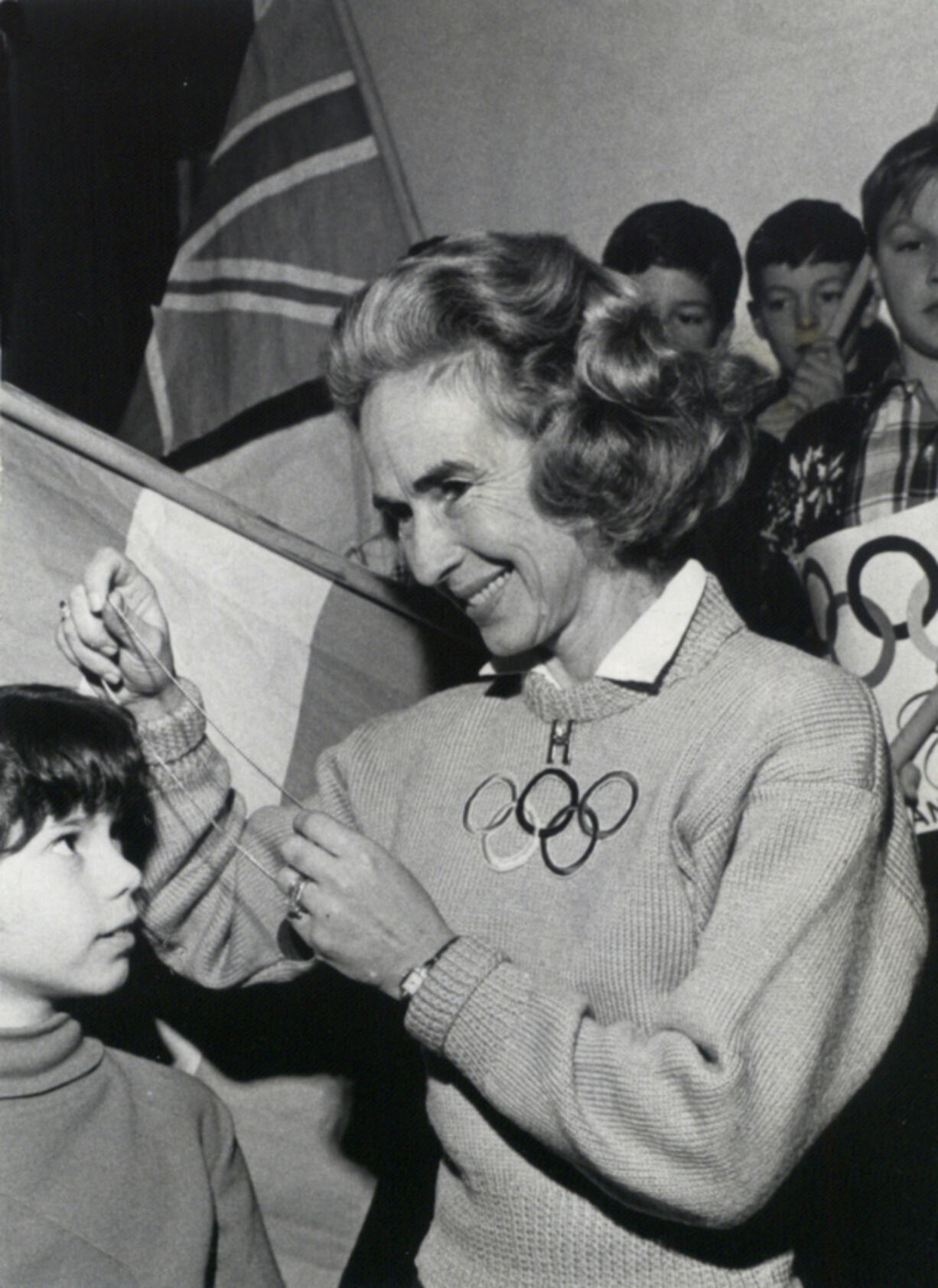 Pigtailed Gretchen Fraser at the 1948 Olympics in St. Moritz, Switzerland, was the first out of the chute for the slalom; she had to wait, dreading another downhill racer might best her times. But when the judges combined each skier's two runs, hers remained the fastest.