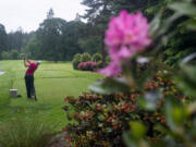 Spencer Tibbits tees off the 16th hole during the final day of the Royal Oaks Invitational in Vancouver on Sunday, June 10, 2018. Robbie Ziegler won the tournament with a score of 7 under par.