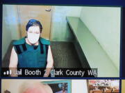 Presley Mileck, 50, makes a first appearance Wednesday in Clark County Superior Court on suspicion of first-degree murder. Mileck is accused of fatally shooting a neighbor, who was apparently loudly revving his engine.