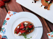 Fresh strawberries drizzled with a balsamic glaze make a great topping for bruschetta.