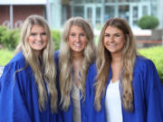 Three sisters -- from left, Marley Foster, 19; Carrigan Foster, 20; and McKelvey Foster, 21 -- will graduate together today as part of Clark College's Class of 2021.