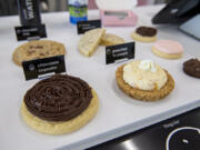 A selection of cookies are on display for customers at the new Crumbl Cookies in Hazel Dell.