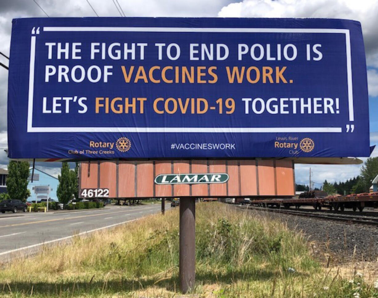 CLARK COUNTY: The Rotary Club of Three Creeks and Lewis River Rotary Club combined to pay for a billboard along the northbound side of St.