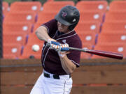 Ridgefield’s Caden Connor drove in five runs in a 13-9 win over Yakima Valley on Thursday at Ridgefield Outdoor Recreation Complex.