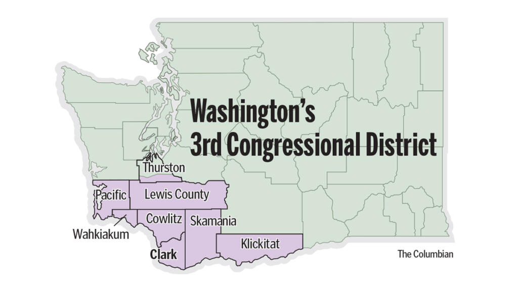 The current boundaries of Washington's 3rd Congressional District