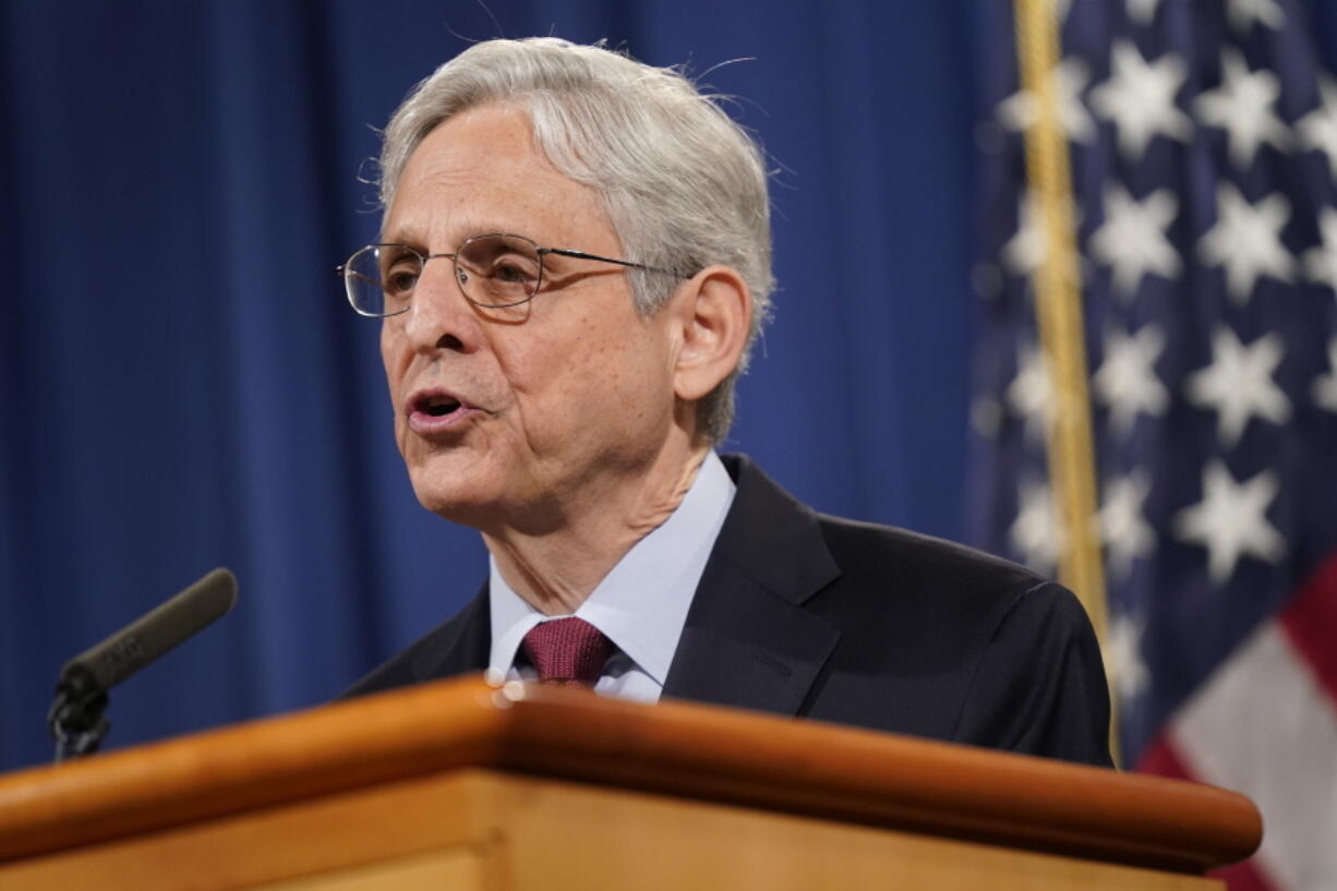 Attorney General Merrick Garland speaks during a news conference on voting rights at the Department of Justice in Washington, Friday, June 25, 2021.