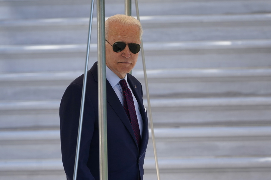 President Joe Biden walks to Marine One on the South Lawn of the White House in Washington, Tuesday, June 29, 2021. Biden is heading to Wisconsin and is hoping to get the bipartisan infrastructure deal on track by highlighting its expected economic benefits.