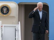 President Joe Biden salutes as he boards Air Force One upon departure, Wednesday, June 9, 2021, at Andrews Air Force Base, Md. Biden is embarking on the first overseas trip of his term, and is eager to reassert the United States on the world stage, steadying European allies deeply shaken by his predecessor and pushing democracy as the only bulwark to the rising forces of authoritarianism.