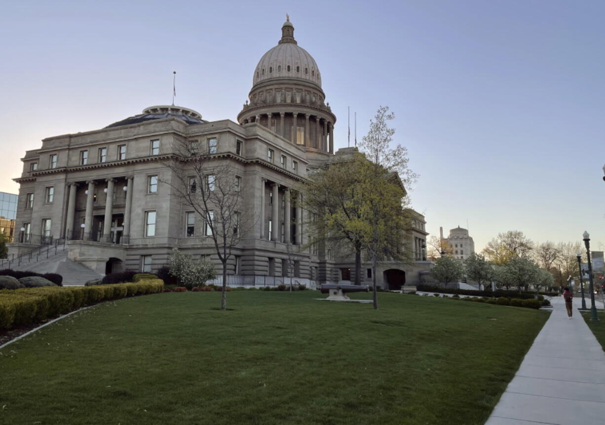 The Idaho Statehouse is seen at sunrise on April 20, 2021, in Boise, Idaho. Mainstream and far-right Republicans are battling for control of the party and the state in the deeply conservative state.