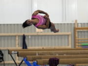 VJordan Chiles practices her floor routine in Spring, Texas. The 20-year-old Chiles competed at the U.S. Championships this weekend hoping to build off a strong performance at the U.S. Classic, where she finished second to Olympic and world champion Simone Biles. (Photos by David J.