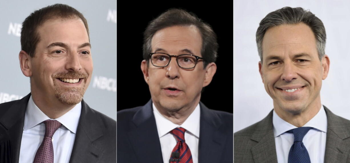 Chuck Todd, from left, Chris Wallace and Jake Tapper host Sunday morning shows on NBC, Fox News and CNN, respectively.