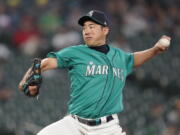 Seattle Mariners starting pitcher Yusei Kikuchi throws to a Tampa Bay Rays batter during the sixth inning of a baseball game Friday, June 18, 2021, in Seattle. (AP Photo/Ted S.