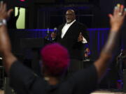 Dwight McKissic, pastor of Cornerstone Baptist Church, speaks during services in Arlington, Texas, on Sunday, June 6, 2021. In December 2020, McKissic was one of the co-signers of a statement by a multiethnic group of Southern Baptists asserting that systemic racial injustice is a reality. "Some recent events have left many brothers and sisters of color feeling betrayed and wondering if the SBC is committed to racial reconciliation," the statement said. (AP Photo/Richard W.