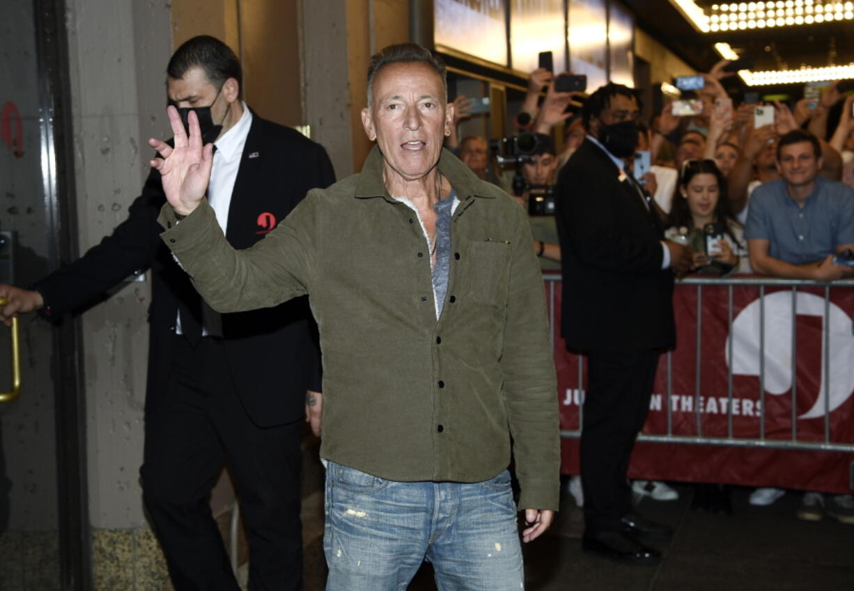 Singer-songwriter Bruce Springsteen exits out the stage door after the "Springsteen On Broadway" reopening night performance at the St. James Theatre on Saturday, June 26, 2021, in New York.