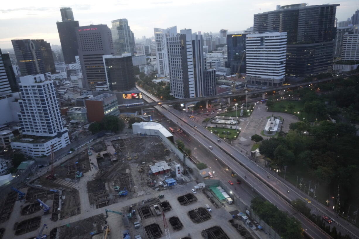 A construction site sits empty in Bangkok, Thailand, Friday, June 25, 2021. As Thailand has struggled unsuccessfully to lower the number of new COVID-19 cases and related deaths during its third and worst wave of coronavirus infections, the government on Friday ordered the camps where construction workers are housed in Bangkok and other hard-hit areas to be shut for a month and the workers kept inside to help stop the spread of the disease.