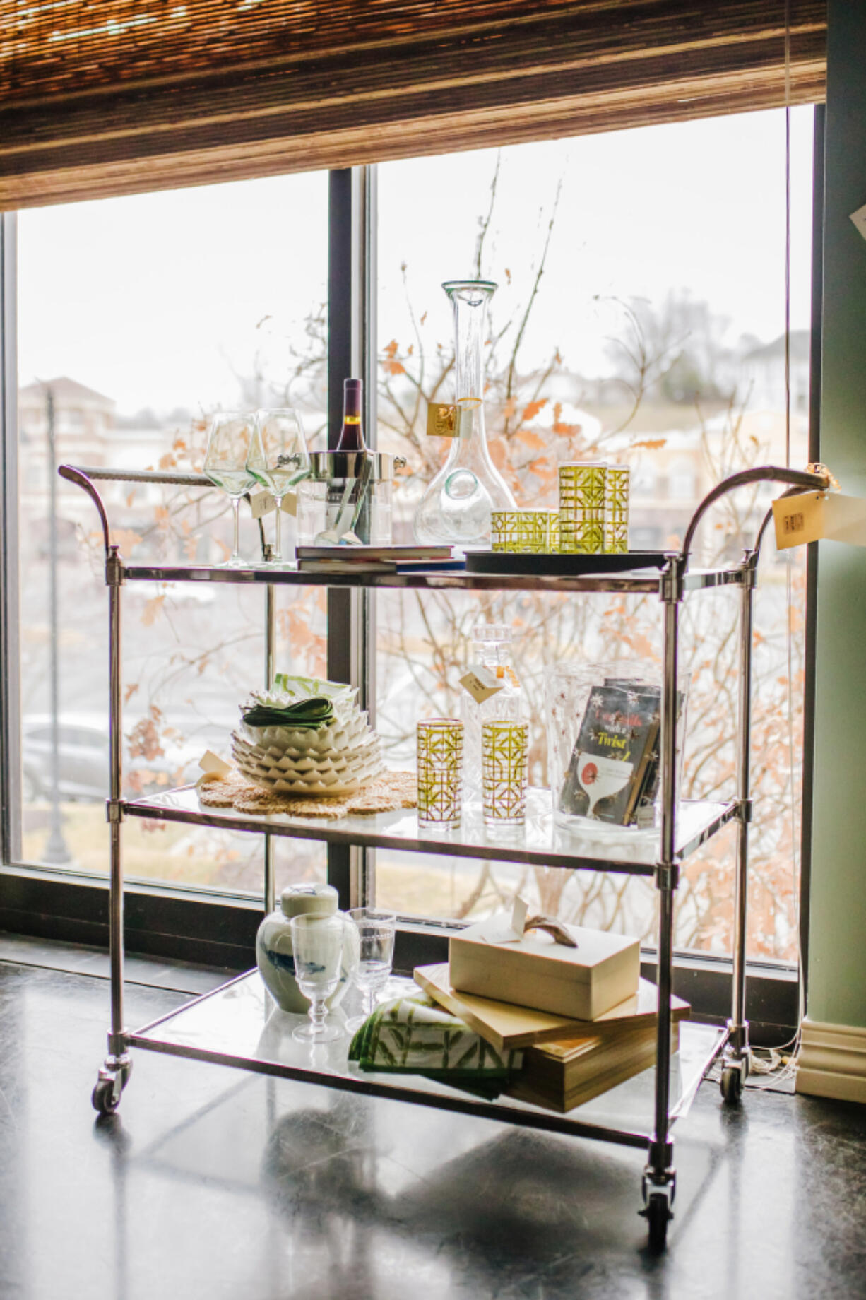 Everything you place on these tiny shelves needs to either serve a functional purpose or add a powerful punch of visual panache.