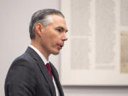 Senior Deputy Prosecutor James Smith speaks during the annual day of remembrance for homicide victims at the Public Service Center in Vancouver on Sept. 30, 2019. The Clark County Council recently appointed Smith to the District Court bench.