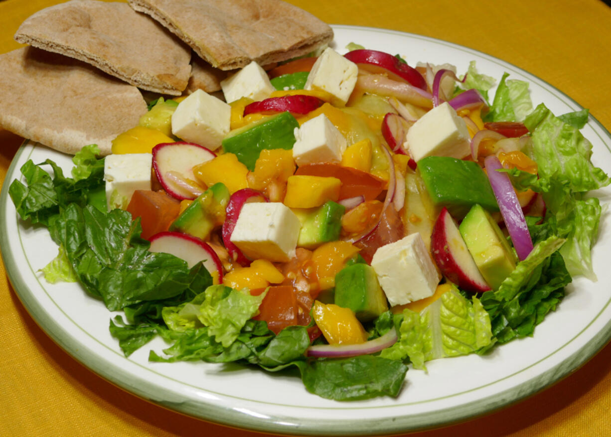 Mango and feta cheese salad supper.