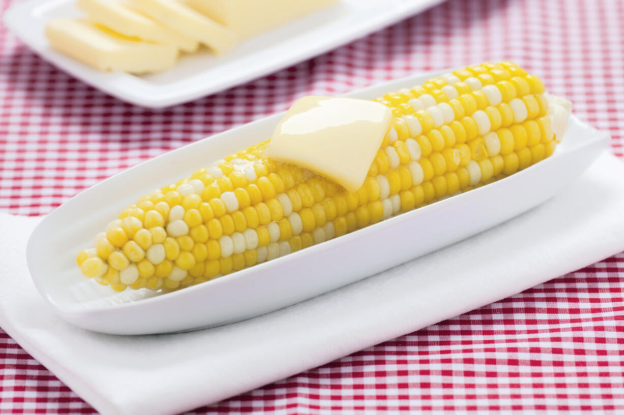 Corn on the cob with butter.