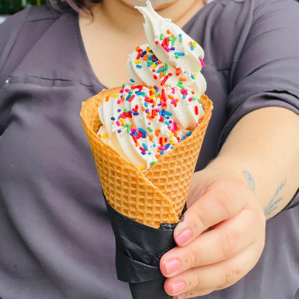 Rally Pizza serves frozen custard with sprinkles.