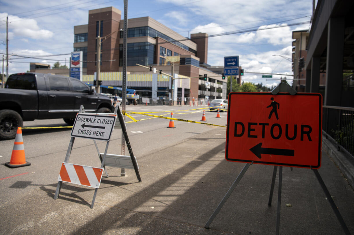 Signs and caution tape are common sights along the Mill Plain corridor lately due to an ongoing WSDOT project aimed at setting up the corridor to better accommodate freight traffic and adding new bike and pedestrian infrastructure.